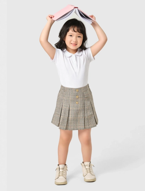 Áo polo bé gái cổ bẻ cộc tay