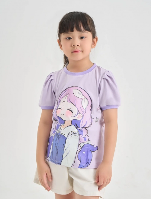 Áo phông bé gái cotton USA có hình in