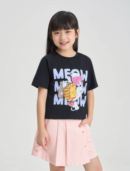 Áo phông bé gái cotton USA có hình in
