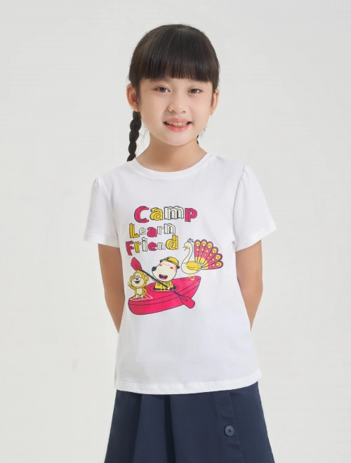 Áo phông bé gái cotton USA in hình Wolfoo