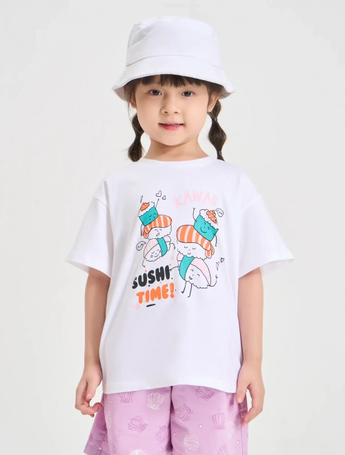Áo phông bé gái cotton USA có hình in