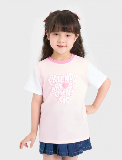 Áo phông bé gái cotton USA có hình in