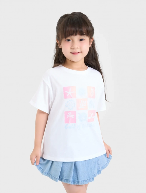 Áo phông bé gái cotton USA có hình in