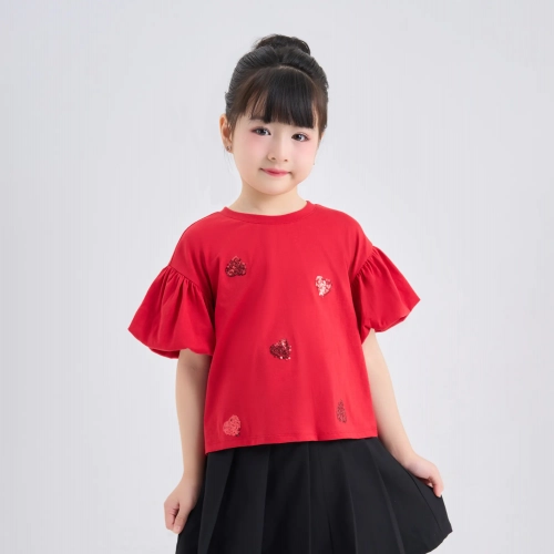 Áo phông bé gái cotton USA đính kim sa