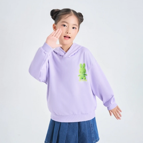 Áo nỉ bé gái cotton USA có mũ có hình in