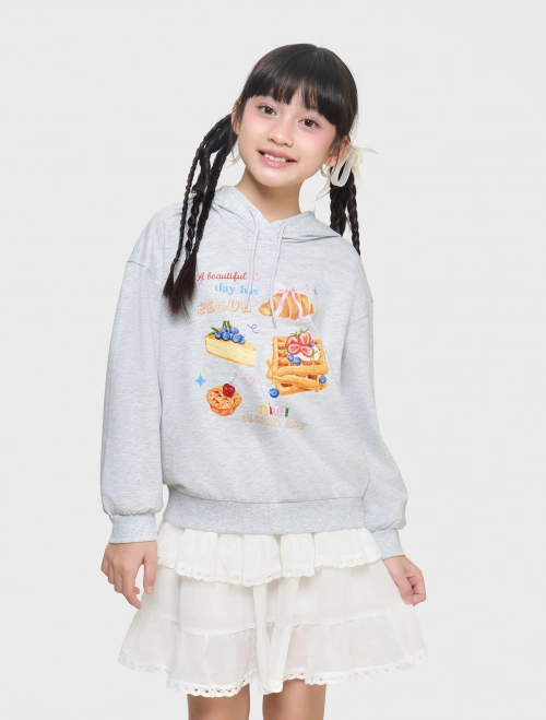 Áo nỉ có mũ bé gái có hình in