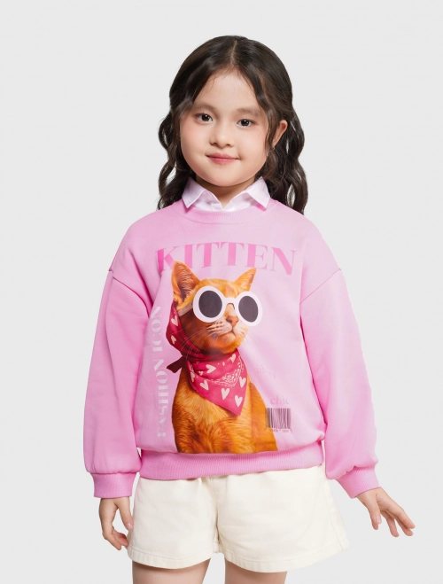 Áo nỉ bé gái có hình in