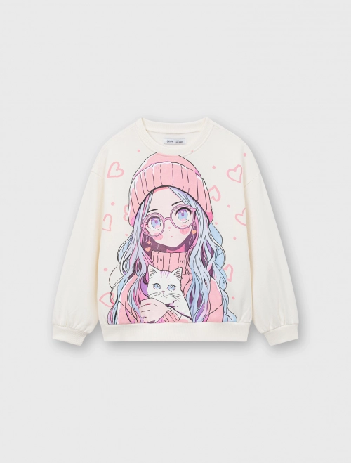 Áo nỉ bé gái có hình in