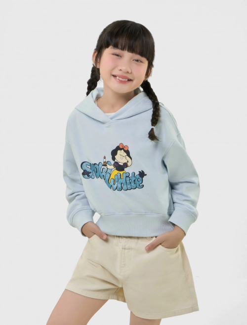 Áo nỉ có mũ bé gái cào lông in hình Princess