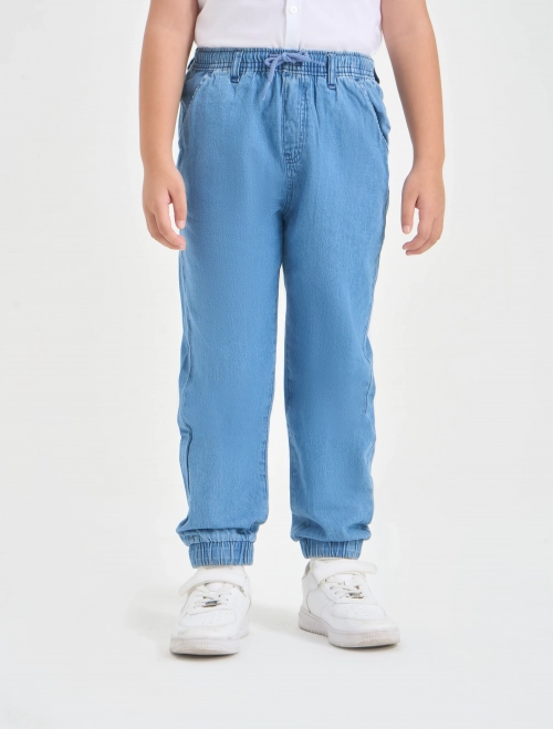 Quần jeans bé trai cotton cạp chun dáng jogger