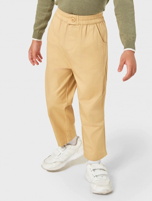 Quần khaki bé trai cotton cạp chun cài cúc