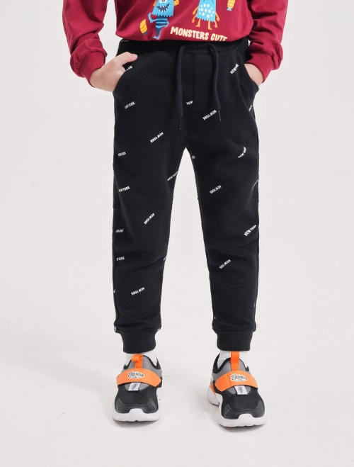 Quần nỉ bé trai 3D cotton có bo gấu