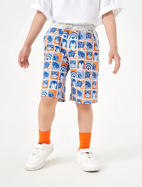 Quần soóc bé trai cạp chun có hình in Avenger