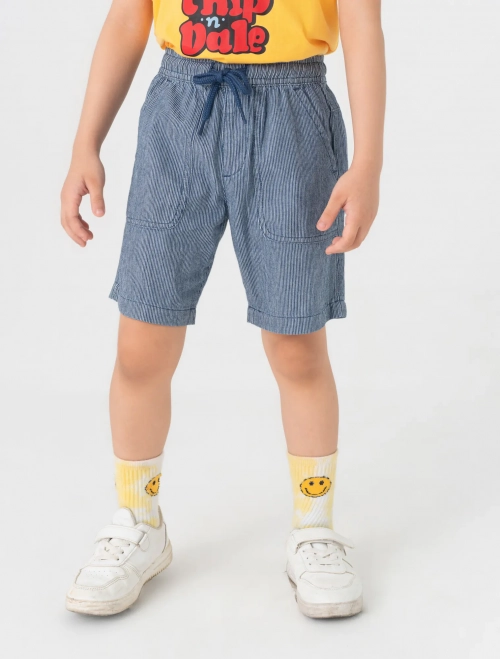Quần soóc bé trai cotton cạp chun hoạ tiết kẻ