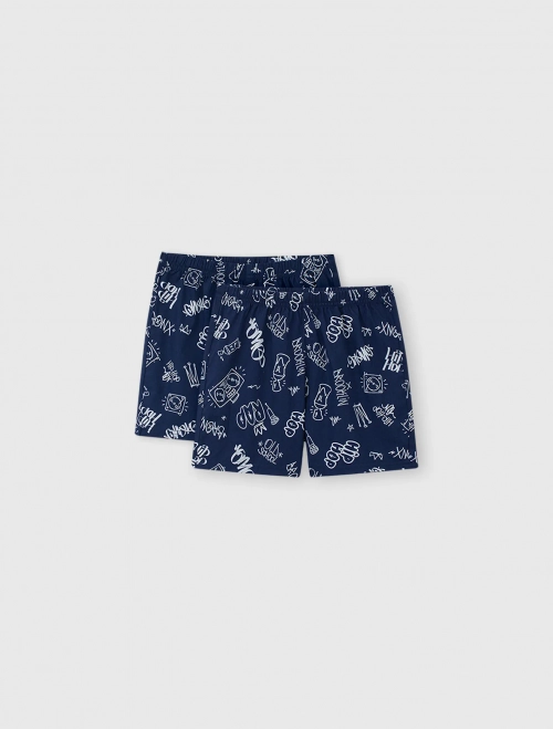Combo 2 quần mặc nhà bé trai cotton in hoạ tiết