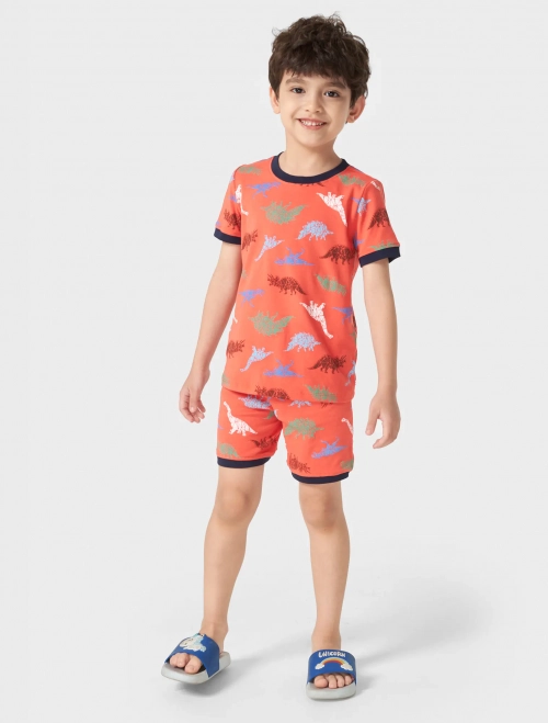 Bộ mặc nhà bé trai cotton cộc tay quần soóc có hình in