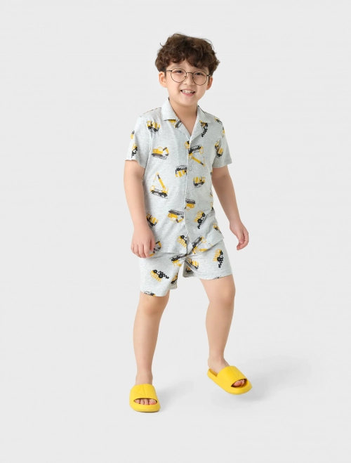 Bộ pyjama bé trai cotton áo cộc tay quần soóc