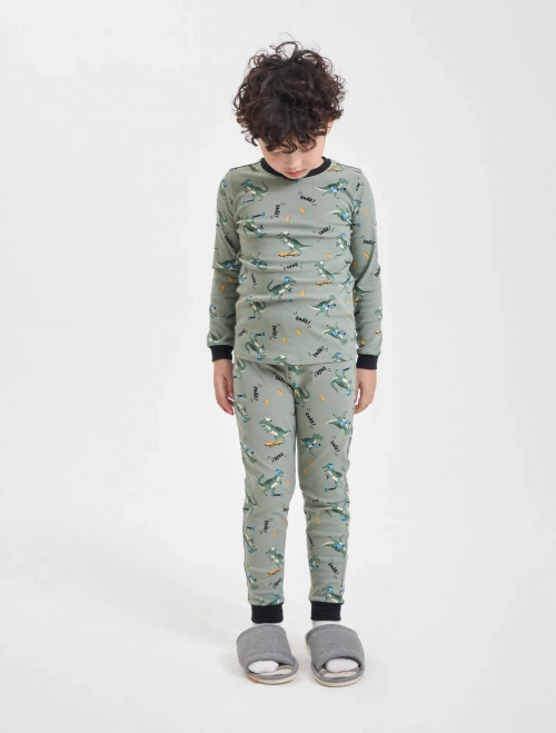 Bộ mặc nhà bé trai cotton áo dài tay quần dài dáng body