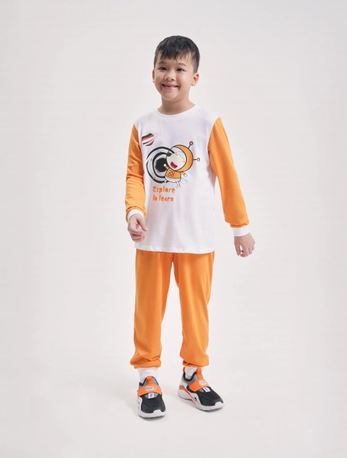 Bộ mặc nhà bé trai cotton in hình Wolfoo
