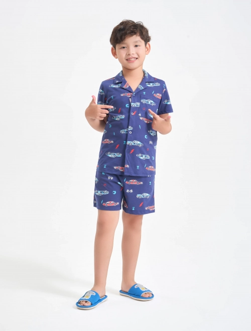 Bộ mặc nhà bé trai hoạ tiết