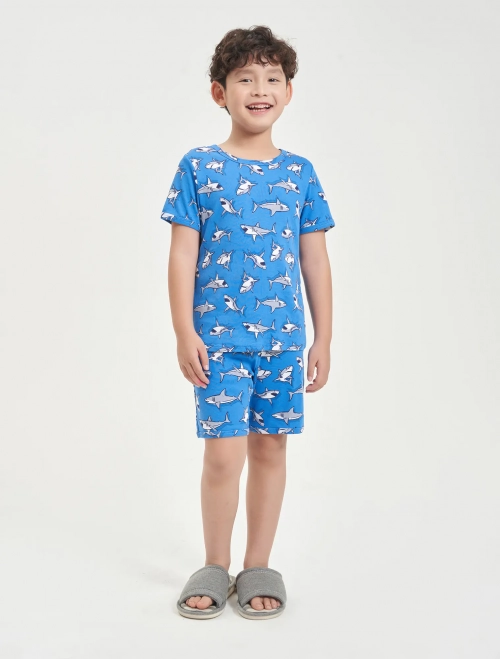Bộ mặc nhà bé trai cotton cộc tay quần soóc