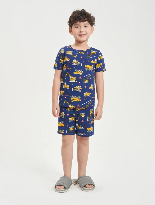 Bộ mặc nhà bé trai cotton cộc tay quần soóc