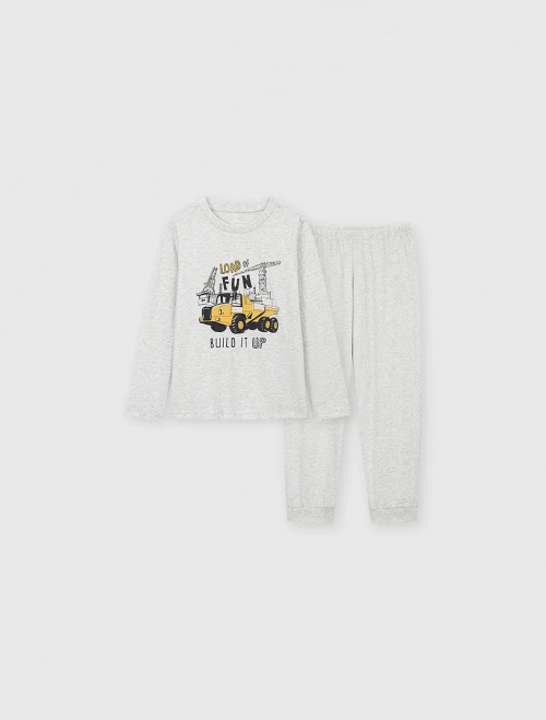 Bộ mặc nhà bé trai cotton dài tay quần dài in hình