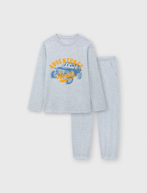 Bộ mặc nhà bé trai dáng suông có hình in