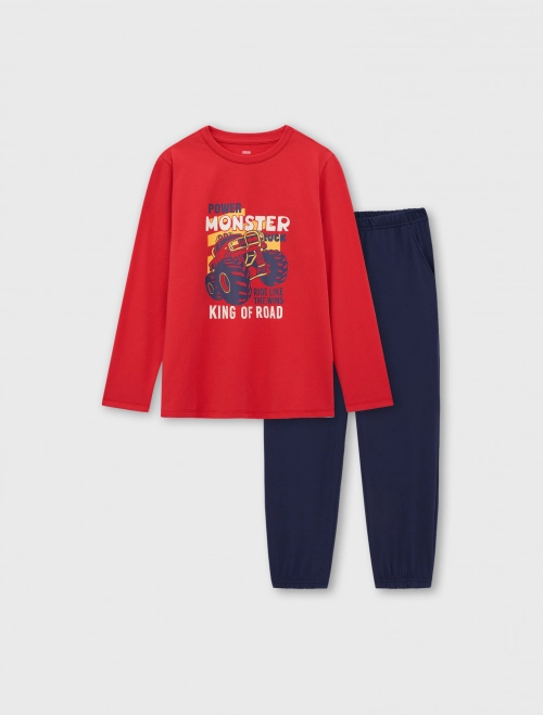 Bộ mặc nhà bé trai dáng suông có hình in