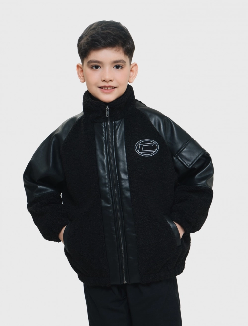 Áo khoác bé trai phối da