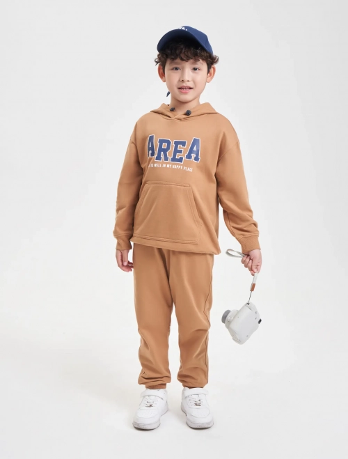 Bộ quần áo nỉ bé trai cotton USA áo dài tay có mũ quần dài