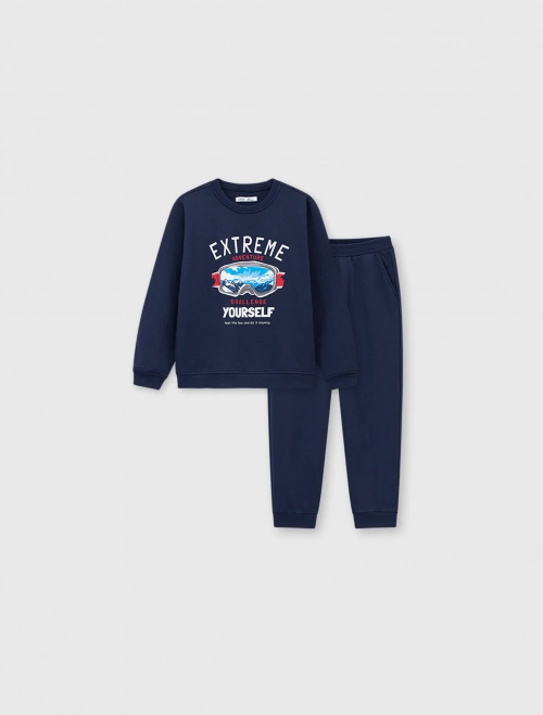 Bộ quần áo nỉ bé trai cotton USA có hình in