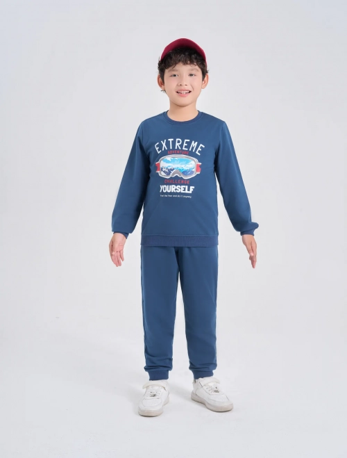 Bộ quần áo nỉ bé trai cotton USA có hình in