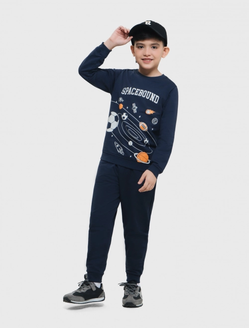 Bộ quần áo nỉ bé trai cotton USA có hình in