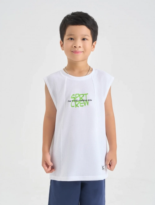 Áo ba lỗ bé trai dáng rộng có hình in