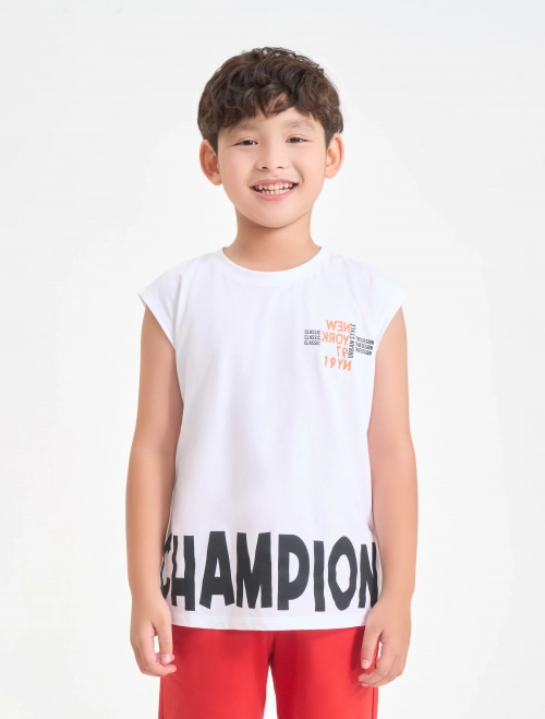 Áo sát nách bé trai cotton USA dáng rộng có hình in