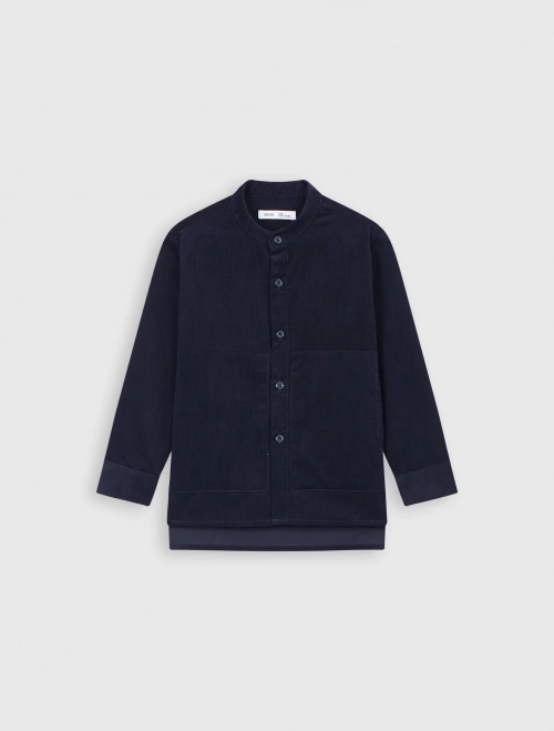 Áo sơ mi bé trai cotton cổ tàu dài tay