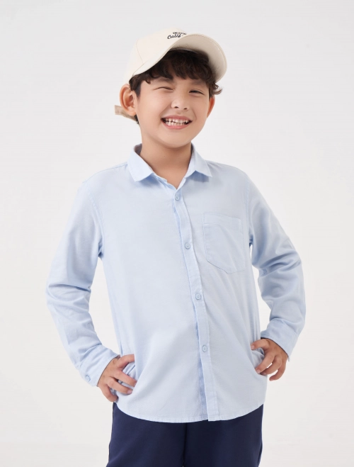 Áo sơ mi bé trai cotton có túi ngực