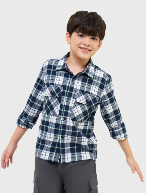 Áo sơ mi bé trai dài tay dáng suông