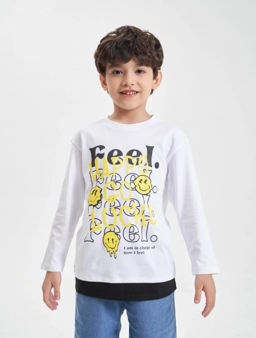 Áo phông dài tay bé trai cotton USA dáng rộng