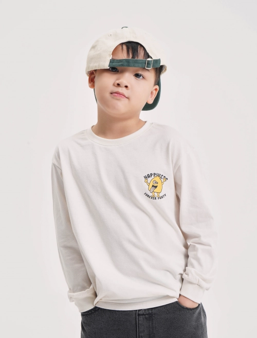 Áo phông dài tay bé trai cotton USA bo gấu tay