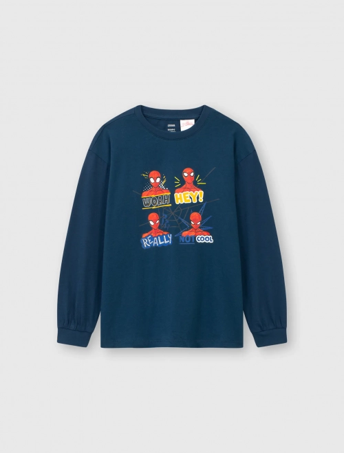 Áo phông dài tay bé trai cotton in hình Spiderman