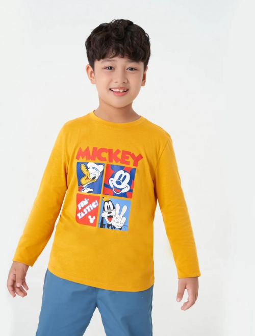 Áo phông dài tay bé trai cotton USA in hình Mickey