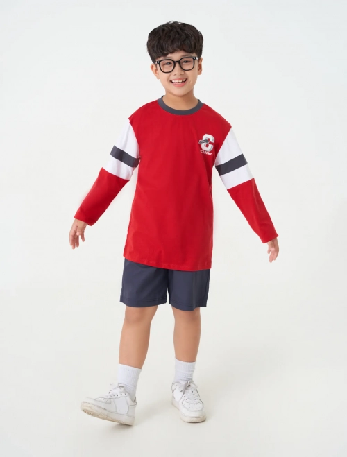 Áo phông dài tay bé trai cotton USA phối màu