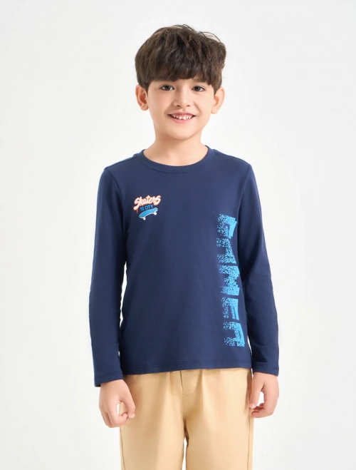 Áo phông bé trai cotton USA dài tay có hình in