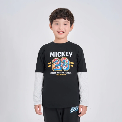 Áo phông bé trai cotton USA dài tay in Mickey & Friends