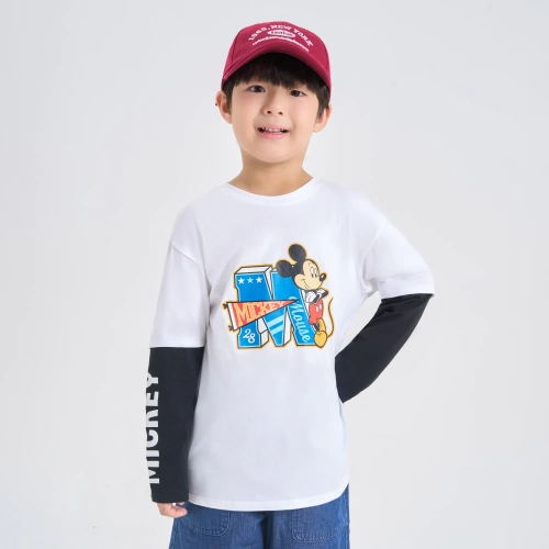 Áo phông bé trai cotton USA dài tay in Mickey & Friends