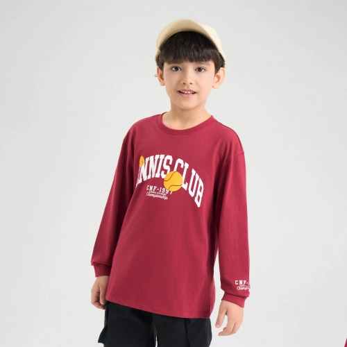 Áo phông bé trai cotton USA dài tay in chữ