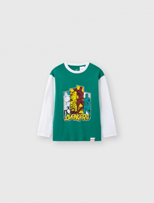 Áo phông bé trai cotton USA dài tay in Avenger
