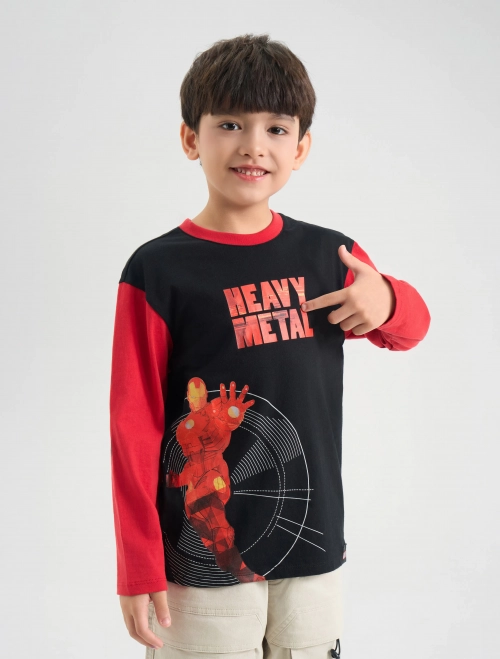 Áo phông bé trai cotton USA dài tay in Avenger